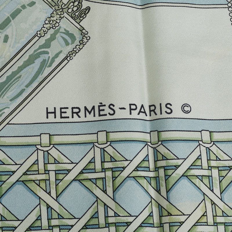Hermes Carré 90 FEUX DE ROUTE Horse Chariot Lantern carf Green Multicolor Silk  Hermes