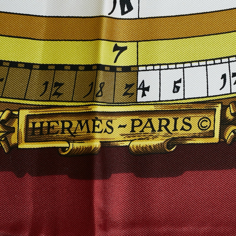 Hermes Carré 90 Astronomy DIE ET HORE 圍巾 金色 紅色真絲 愛馬仕