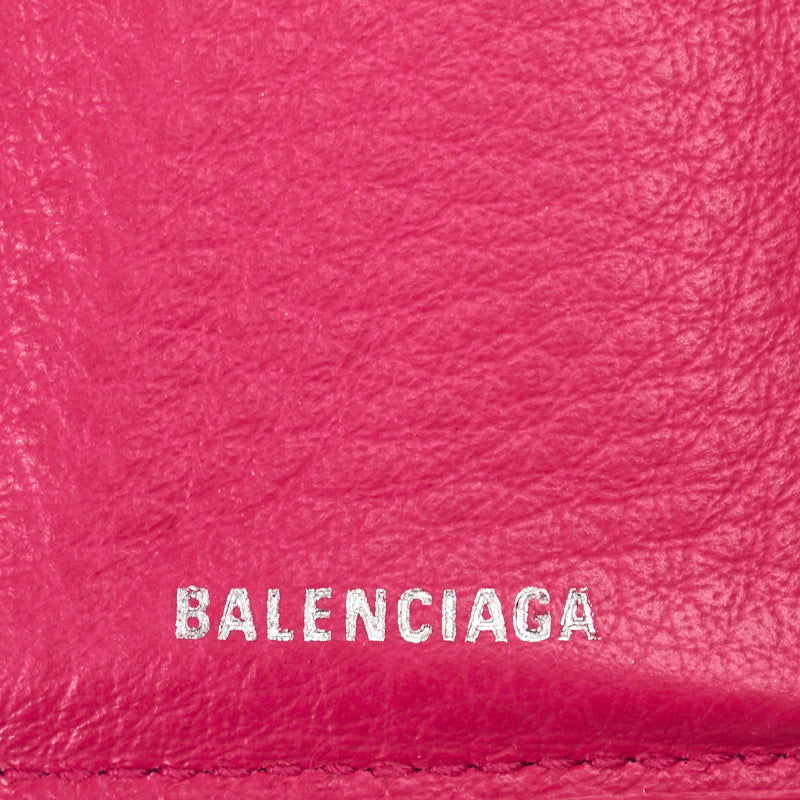 BALENCIAGA Valencia 391446 Three Folded Wallet Leather Pink  Eve