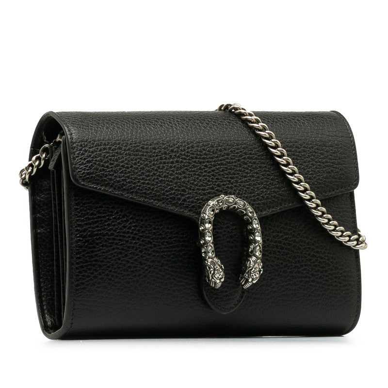 Gucci Dionysos Chain Shoulder Bag Wallet 401231 Black Leather  Gucci