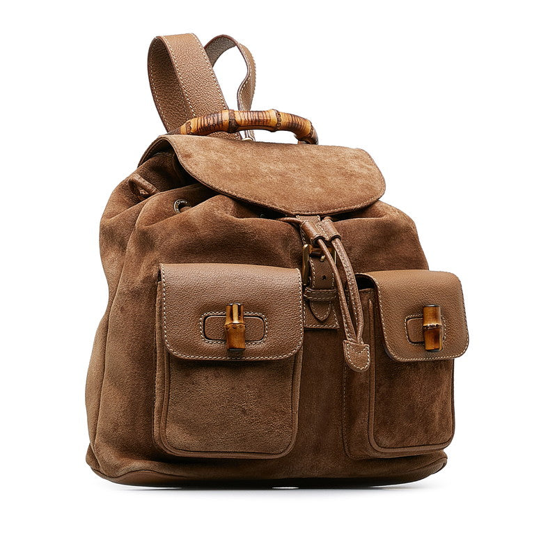 GUCCI Bamboo Backpack in Suede Brown 003 2058
