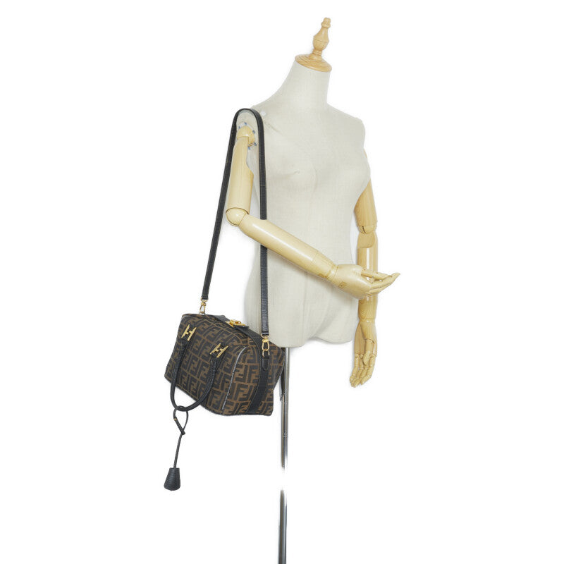 Fendi Fendi Zuka Shoulder Bag Canvas/Leather Brown Ladies