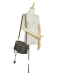 Fendi Fendi Zuka Shoulder Bag Canvas/Leather Brown Ladies
