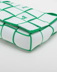 Bottega Veneta Maxine Incharted Webing Caset Nylon Shoulder Bag White× Green
