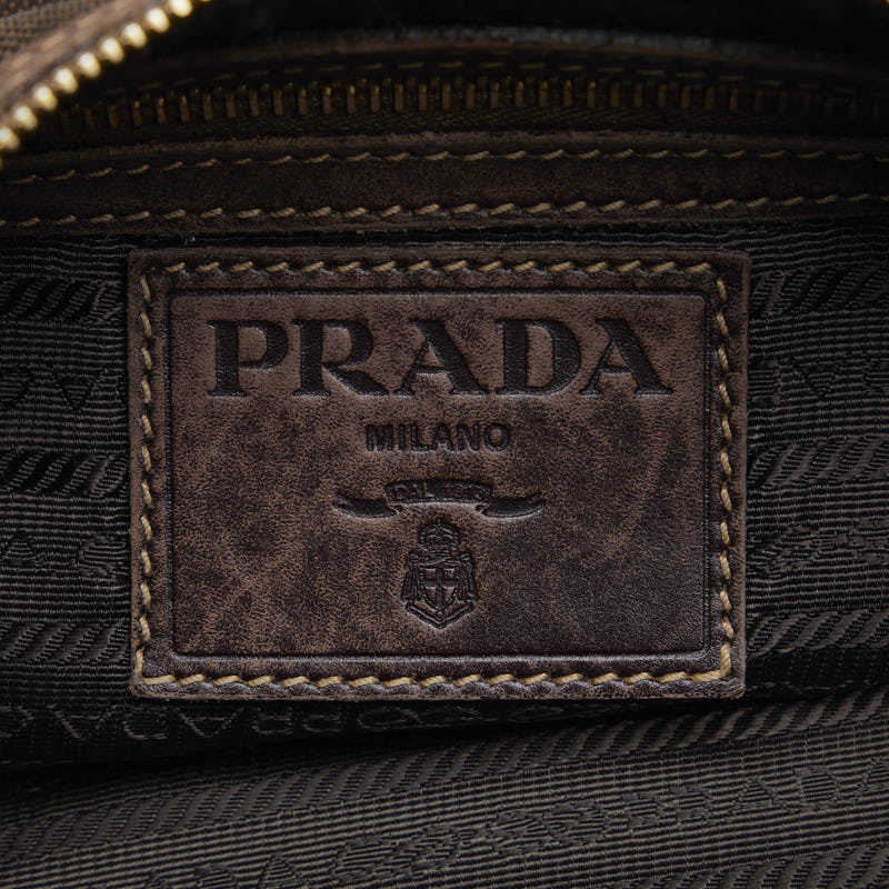 PRADA Prada Shoulder Bag Canvas/Leather Brown Ladies