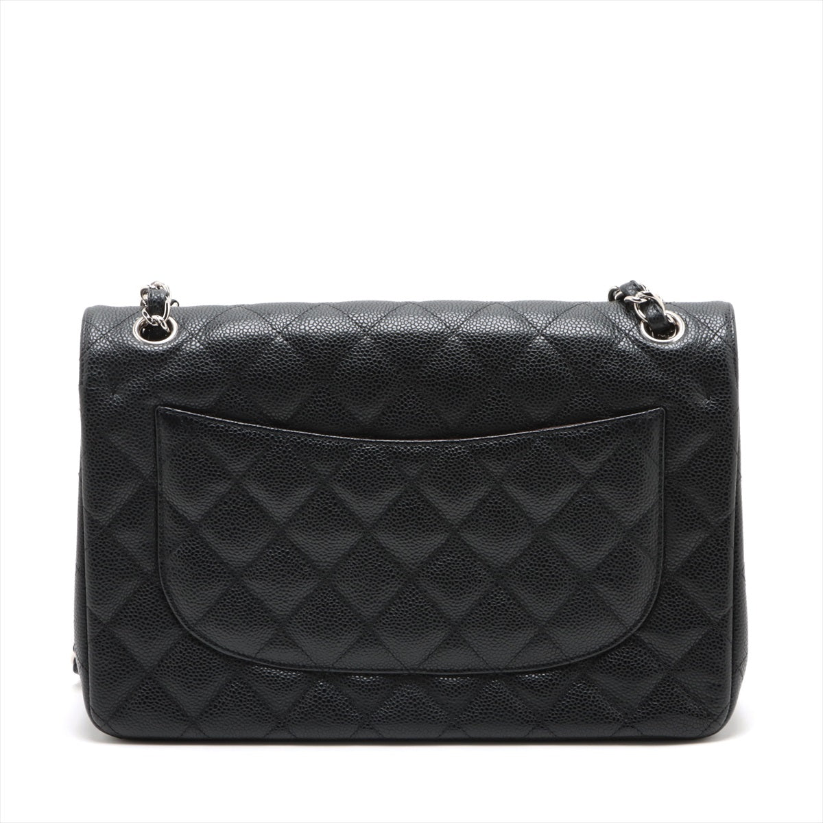 CHANEL DECAMATRASSE 30  Caviar S Double Flap Double Chain Bag Black Silver  15th A58600