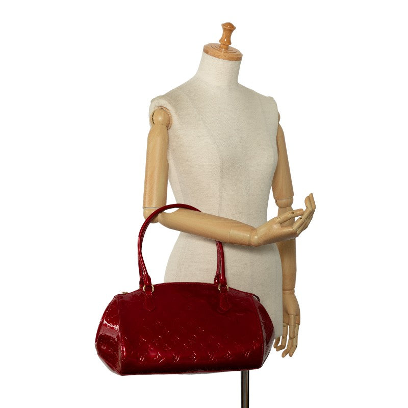 Louis Vuitton Sherwood GM Handbag Monogram Vernis M91490 Red Patent Leather Ladies