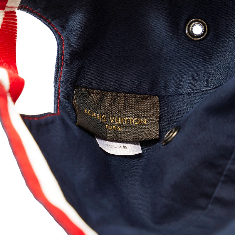 Louis Vuitton Tricolor Damière LV Logo Cap Casket M78543 Navi Cotton Men Louis Vuitton