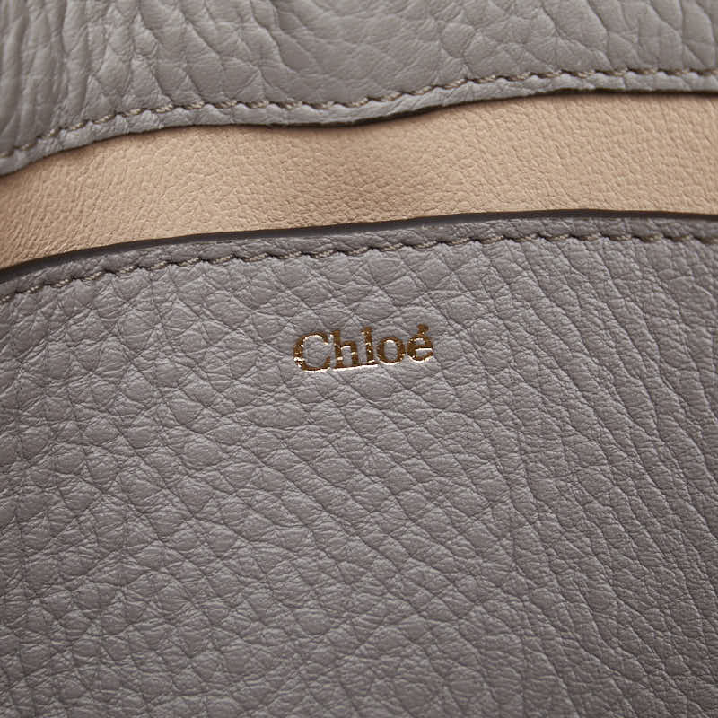 Chloe Shoulder Bag Leather Grey Ladies