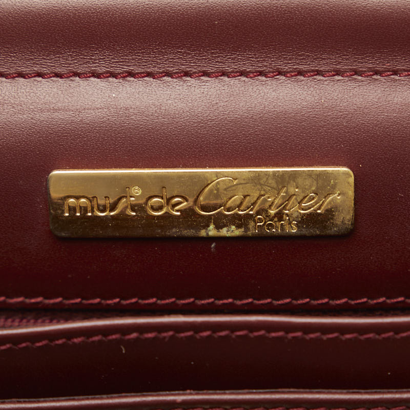 Cartier Masterline Cracksack Second Bag Bordeaux Wine Red Leather Lady Cartier