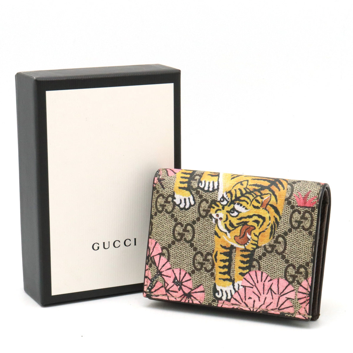 GUCCI Gucci GG Spring Compact Wallet Two-fold Wallet Bengal Tiger Tiger Tiger PVC Leather Beige Yellow 452362 [Middle-Old] Blythe Blumen/Montana Quality