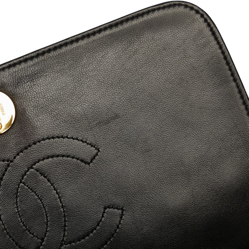 Chanel Matlasse Chain Shoulder Bag Black Lambskin Leather Women's