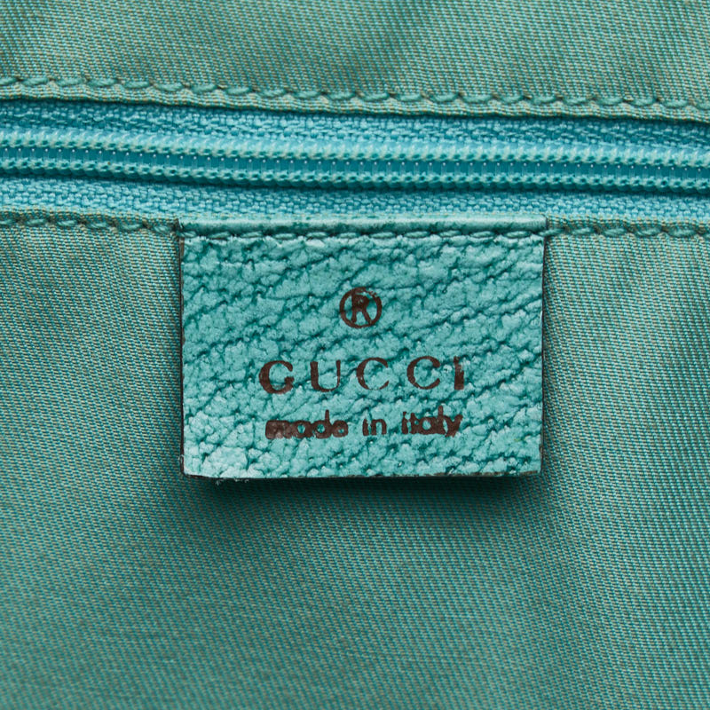 GUCCI Gucci GG canvas 113017 tooth bag canvas/leather beige emerald green ladies