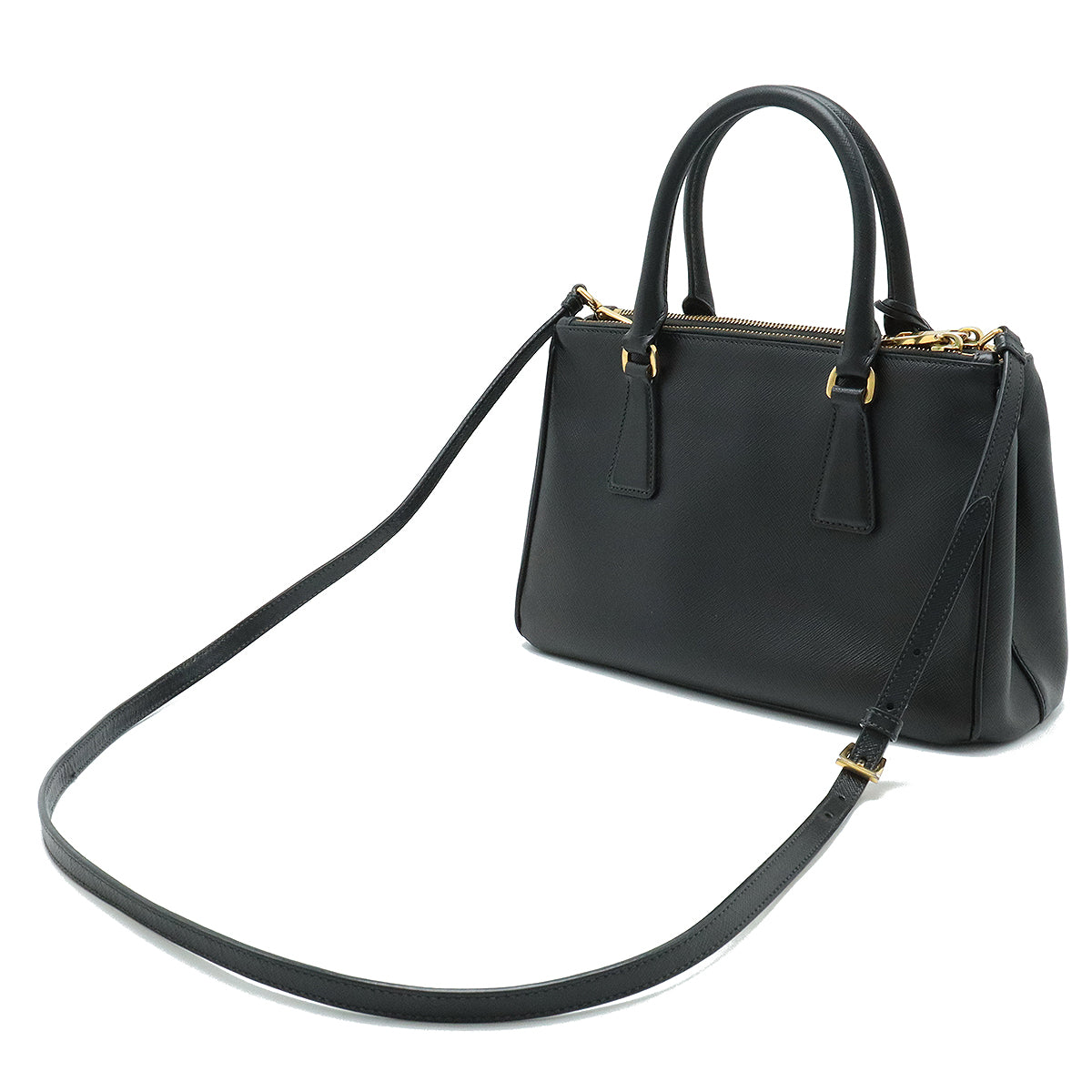 PRADA PRADA SAFFIANO Handbags 2WAY Shoulder Bags Skilled Leather NERO Black Black Gold  BN2316