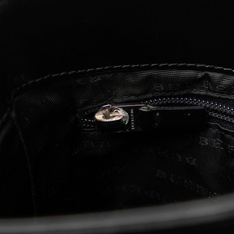 Barbary Nova Check One-houlder Bag Beige Black PVC Leather Lady Burberry