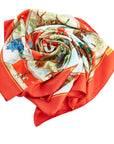 Hermes Carré 90 Auteuil en Mai Autouil's May Scarf Red Multicolor Silk Ladies Hermes