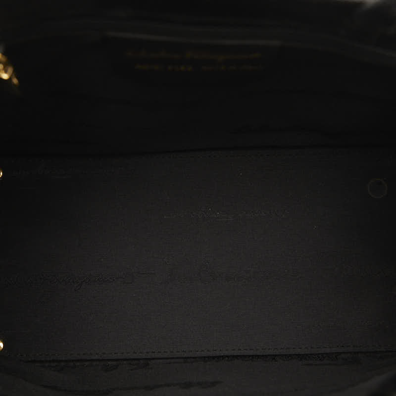 Salvatore Ferragamo Villa Handbags AQ-21 8252 Black Gold Leather  Salvatore Ferragamo