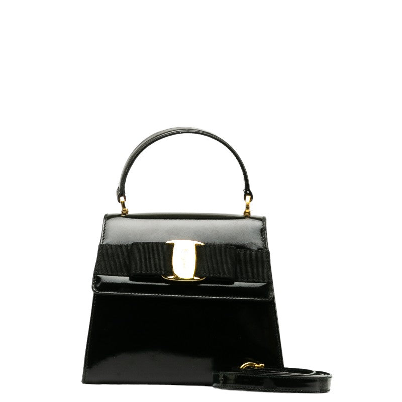 Salvatore Ferragamo Villa Ribbon Mini Handbags Shoulder Bag 2WAY AT-21 5677 Black Emmeline Ladies Salvatore Ferragamo