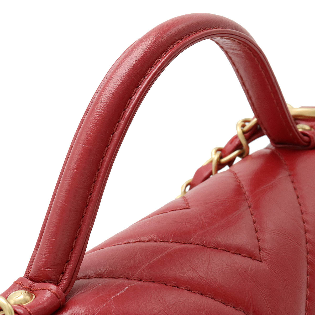 Chanel V Stick Chevron Top Handle Handbag 2WAY Chain Shoulder Bag Laser Red Red Gold  Black / Blue / Blue