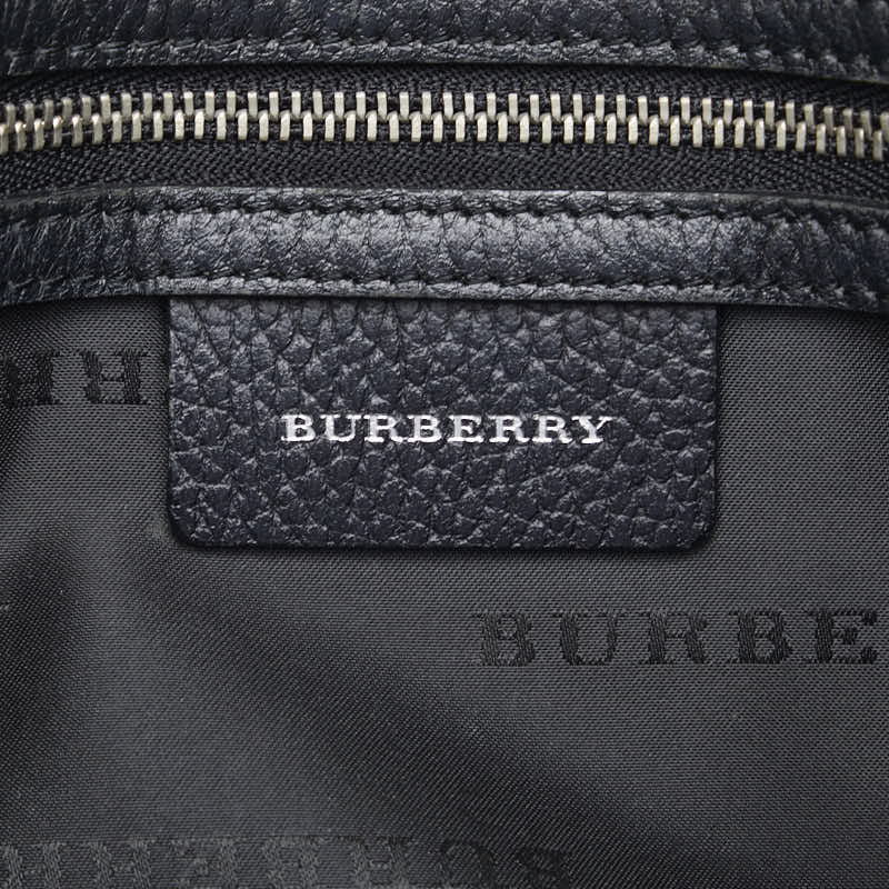Burberry Noneva 格紋手提包 黑色皮革