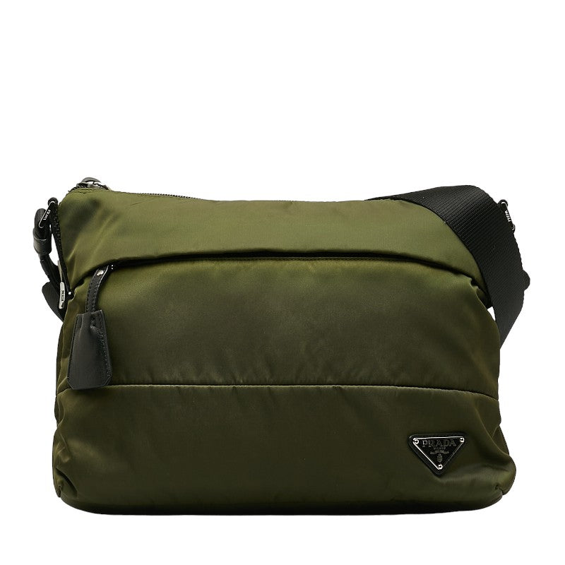 Prada Shoulder Bag in Nylon Khaki BT0740