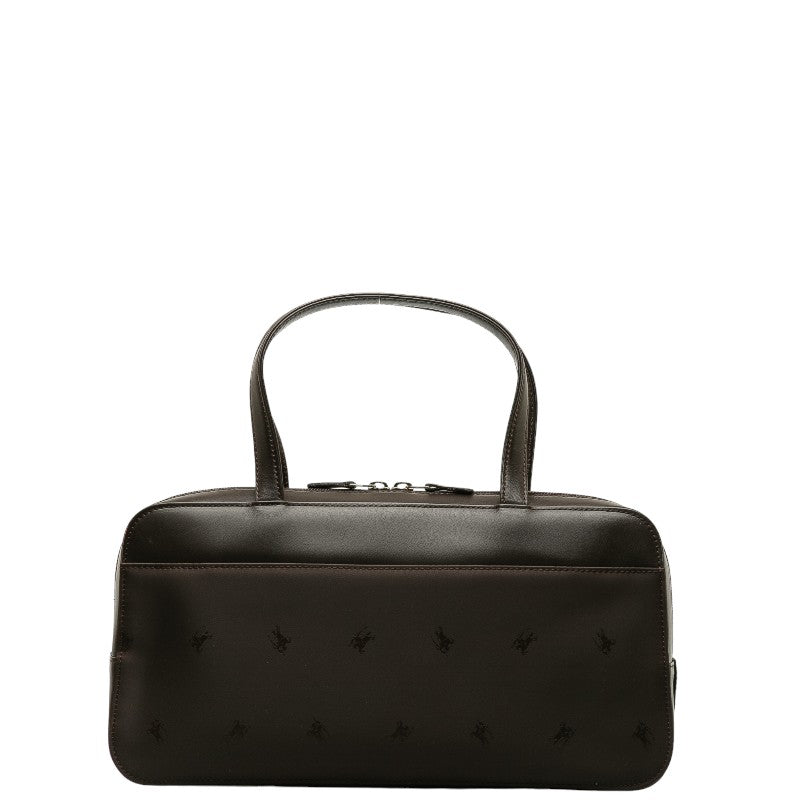 Burberry Mini Boston Bag Handbag Brown Leather Nylon Ladies