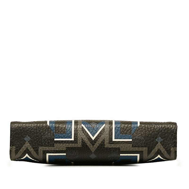 MCM Clutch Bag in Visetos Black Leather Geometric