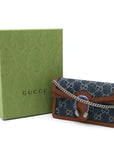 GUCCI Gucci Dionysus GG Denim Super Mini Chain Bag 2WAY Tiger Head Navi Brown 476432