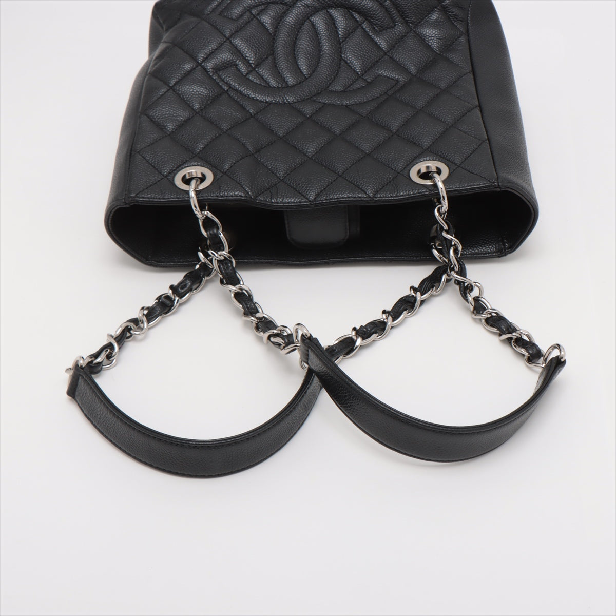 Chanel PST Caviar S Tote Top Bag Black Silver Gold  15th