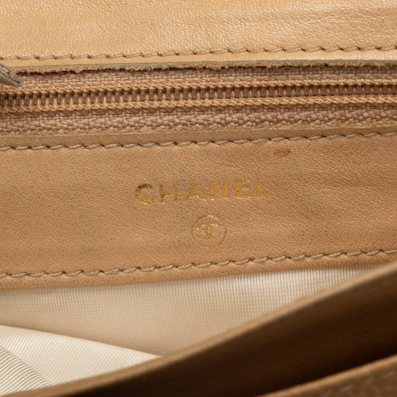 Chanel Cocomark Double Folded Wallet Beige Caviar   CHANEL