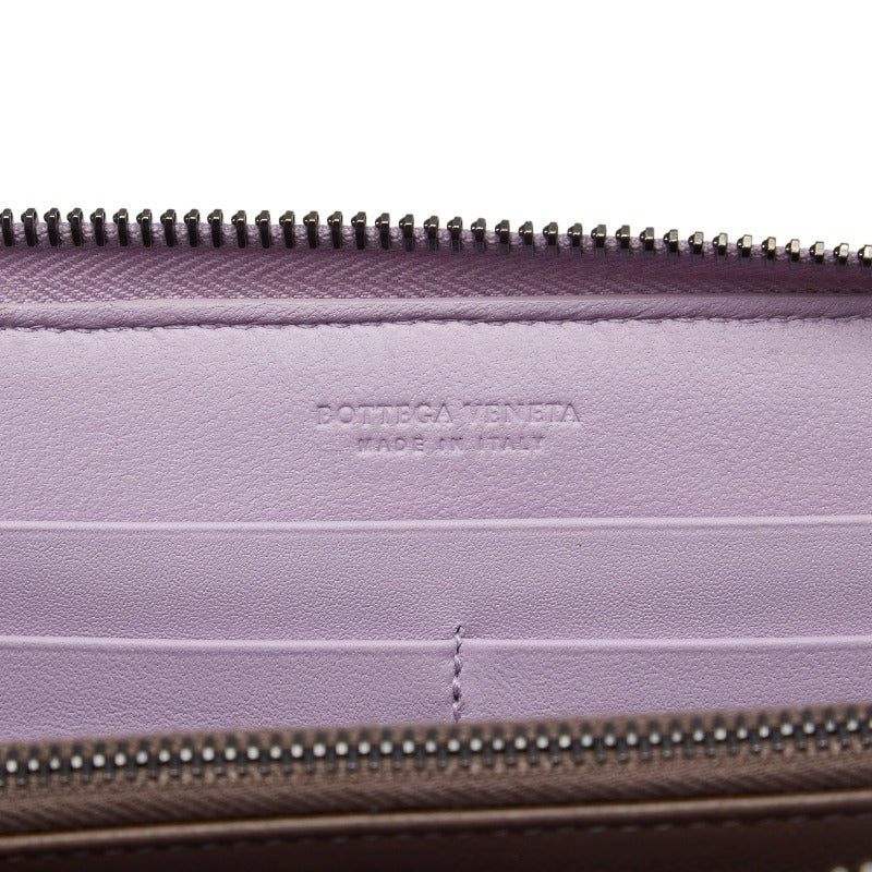 Bottega Veneta Intrecciato Long Wallet in Leather Violet Ladies