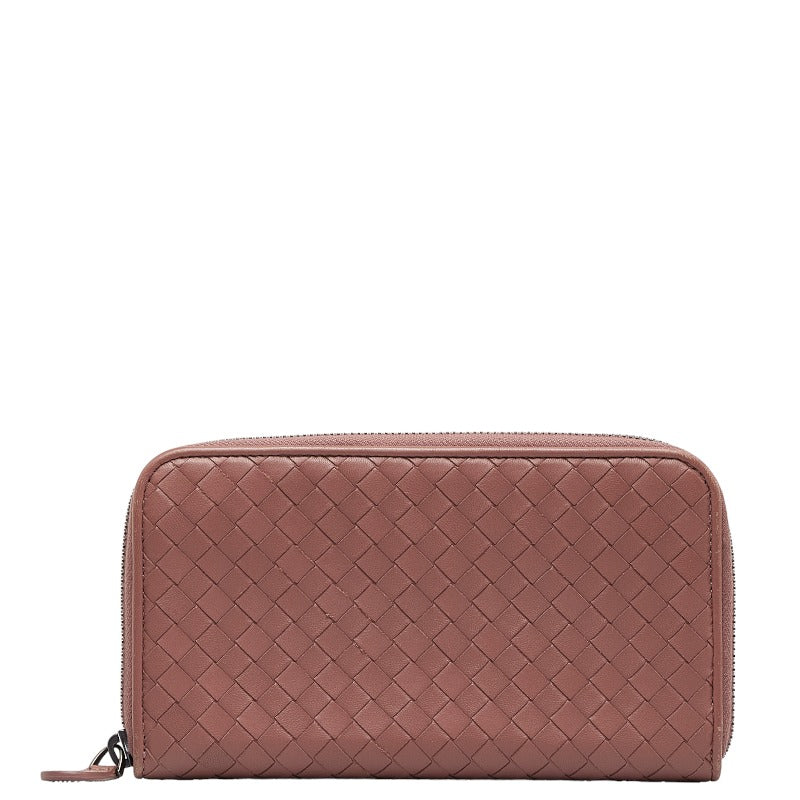 Bottega Veneta Intrecciato Long Wallet in Leather Salmon Pink Ladies
