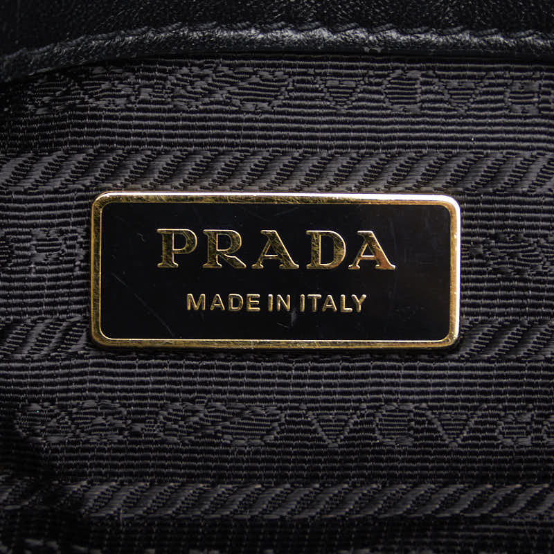 Prada Logo  Ribbon Handbags Shoulder Bag 2WAY Black Nylon Leather  Prada