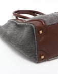 Celine Luggage Mini Leather Handbag Brown Grey