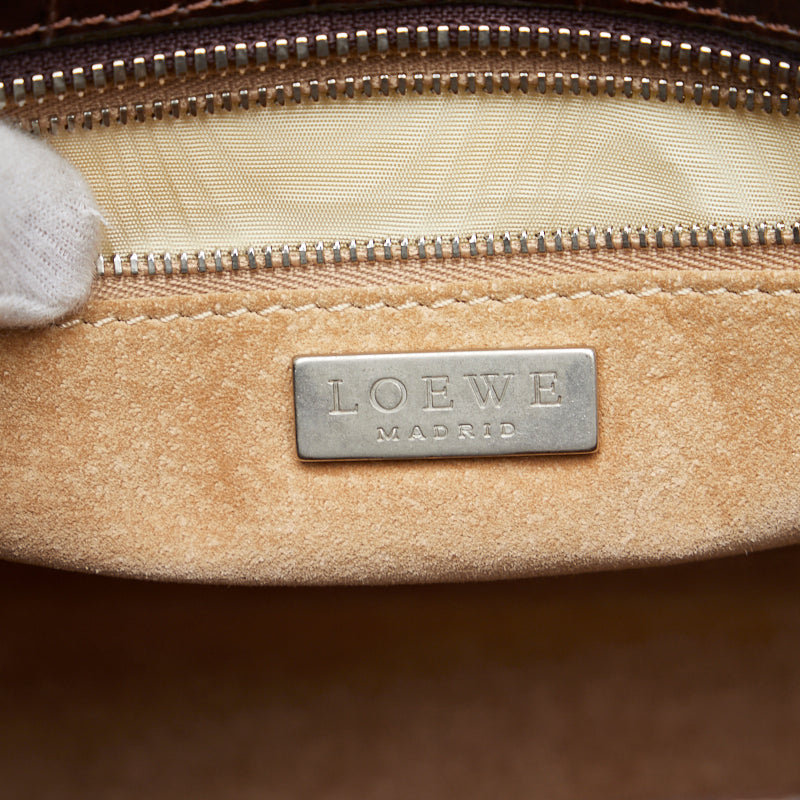 Loeb Crocodile Printed Handbags Brown Leather Ladies LOEWE []