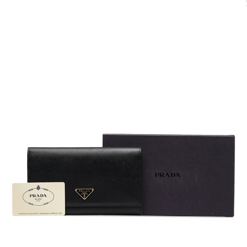 Prada Sapphiano Long Wallet 1M0608 Black Leather  Prada