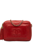 Chanel Cocomark Tassel Chain  houlder Bag Red Leather  CHANEL