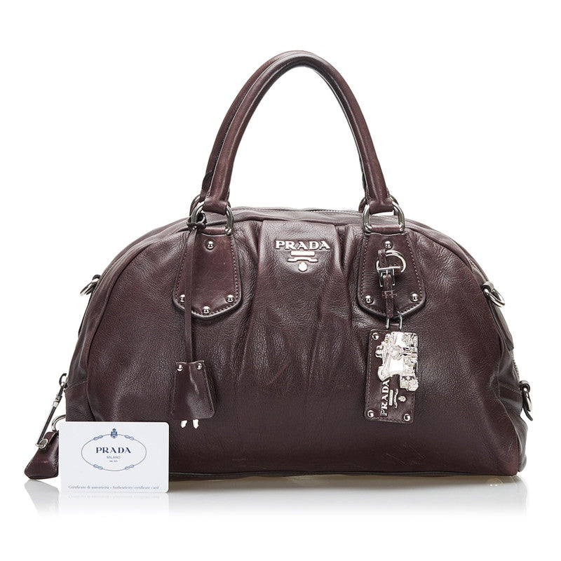 PRADA PRADA BL0273 Handbag Leather Brown Ladies