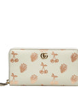 Gucci GG Marmont Cherry Strawberry Round Fassner Long Wallet 456117 White Leather Ladies Gucci