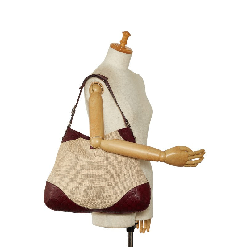 Gucci Gucci One-Shoulder Bag 272389 White Ivory Wine Red Canvas Leather Ladies Gucci