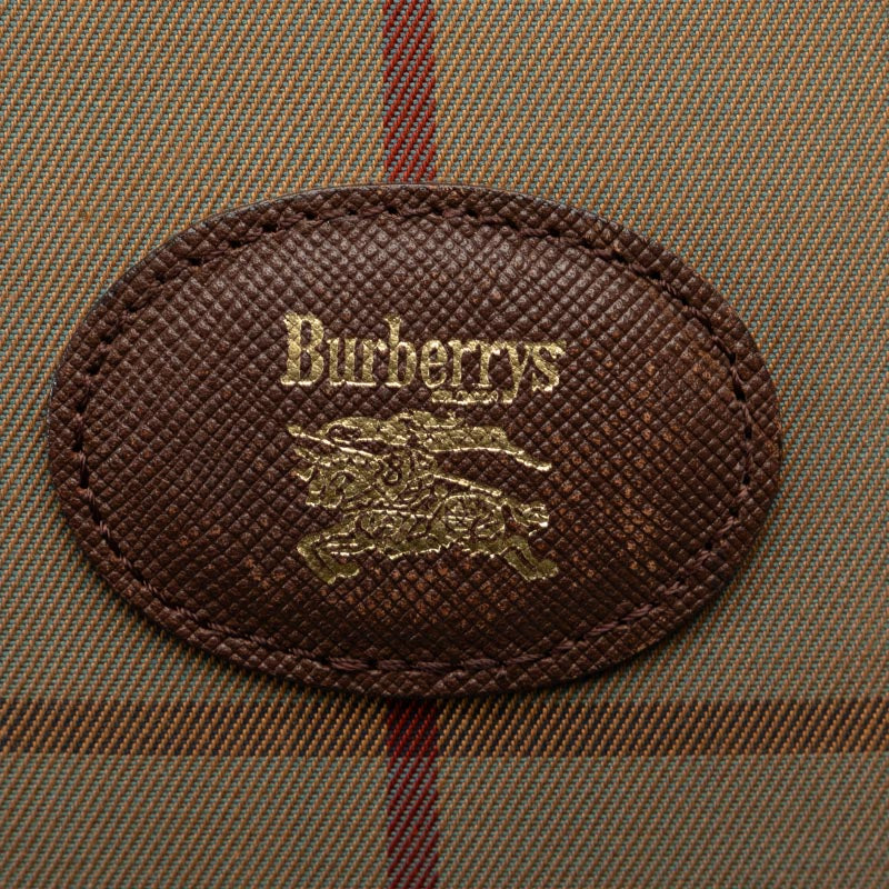 Burberry Check  Shoulder Bag Karki Brown Canvas Leather
