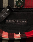 Burberry Nova Check Mini Handbag Red Multicolor Canvas Leather Ladies