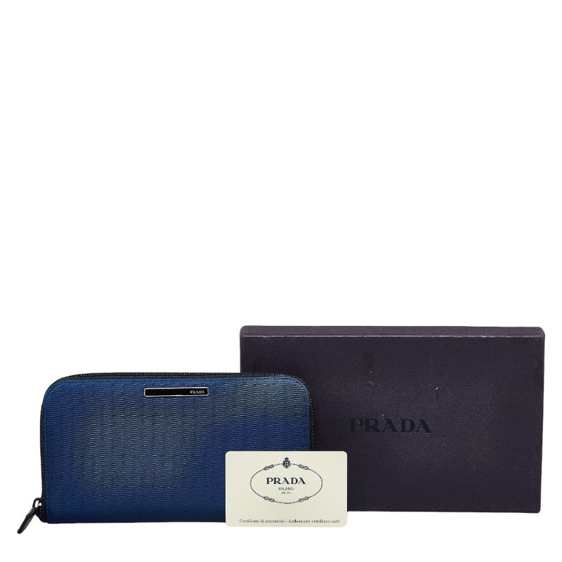 Prada Logo  Roundfassner Long Wallet M506 Blue Nylon Men PRADA [Originals] Vintage