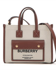 Burberry Frato Canvas  Leather 2WAY Handbag Beige Frayato