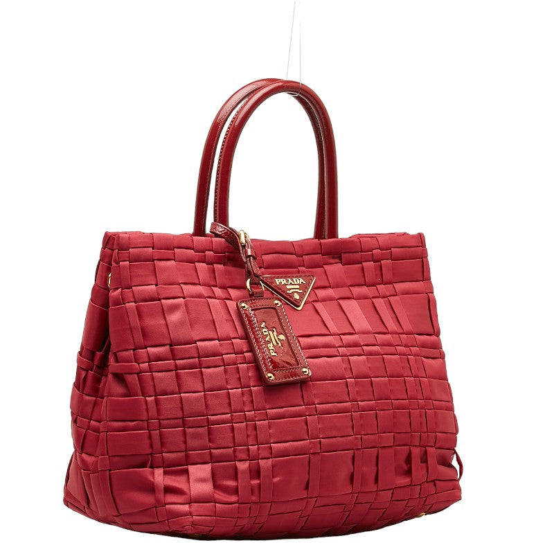 Prada Handbag BN1653 Pink Nylon Patent  Lady Prada