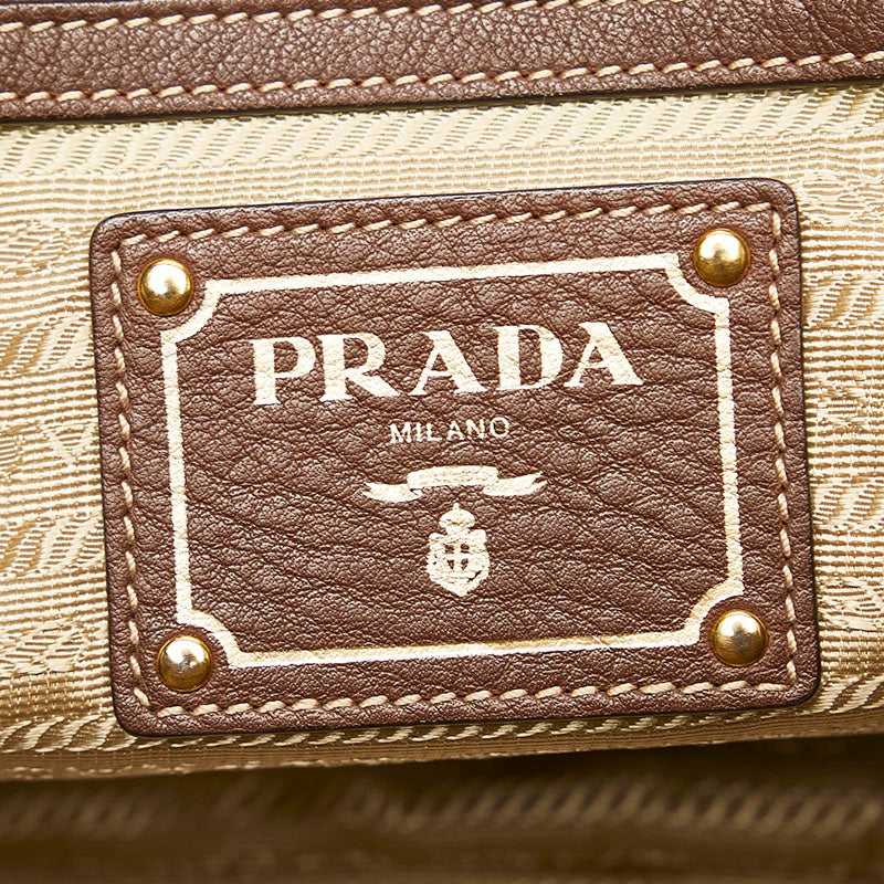 PRADA Prada Handbags Canvas/Leather Brown Ladies and Gentlemen