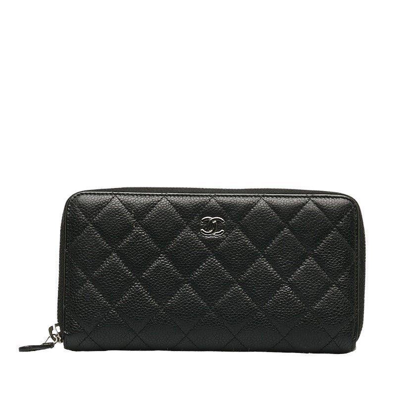Chanel Matrases Coco Round Long Wallet Black Caviar S  Chanel