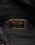 Prada Triangle Logo Plate Sapphire Slipper Shoulder Bag Black Nylon Leather Ladies PRADA [Total] Sapphire