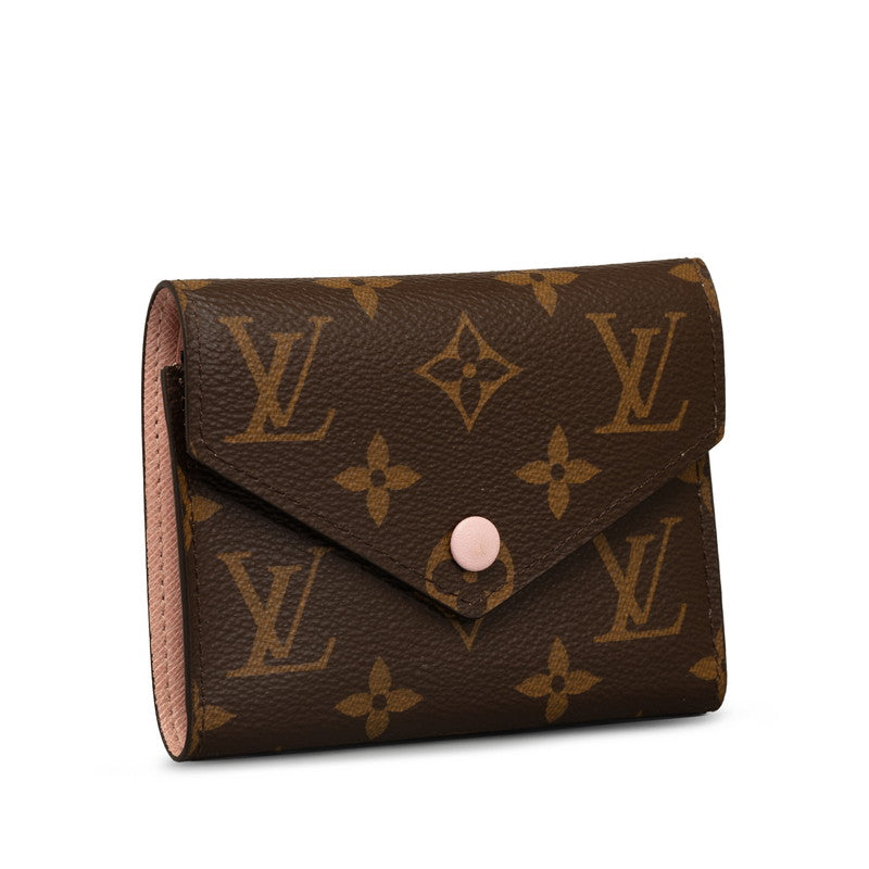 Louis Vuitton Monogram M62360 Three Folded Wallet PVC/Leather Rose Valerie Brown Ladies Parisian