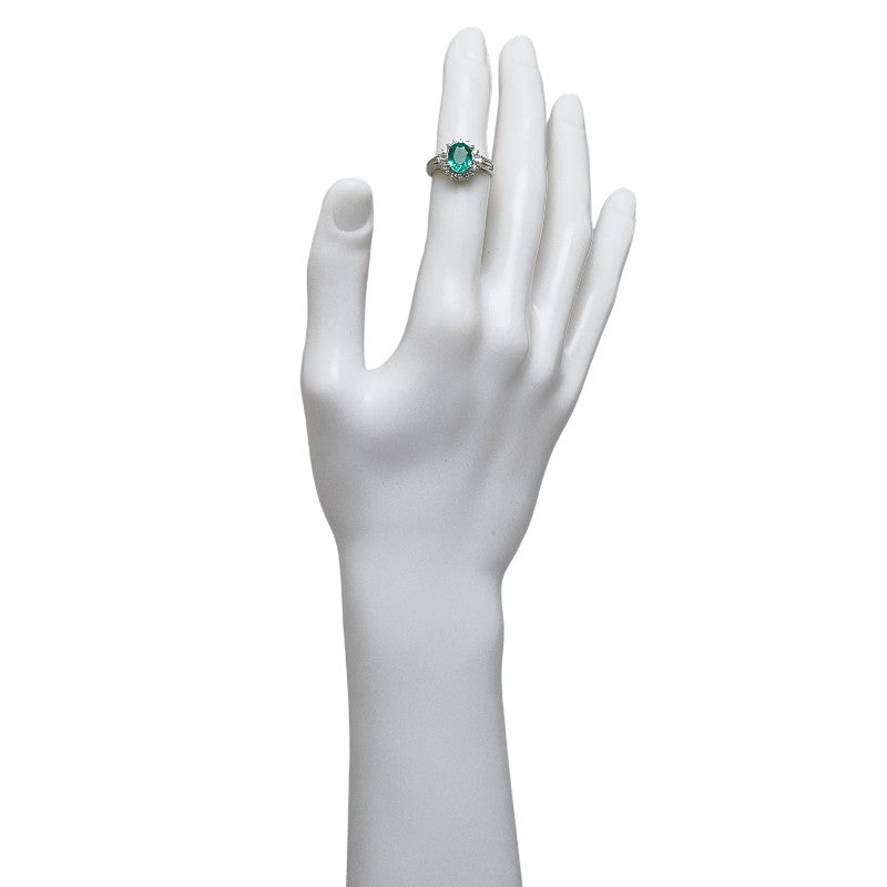 Pt900 Platinum Emerald 1.36ct Diamond 0.35 Ring Ring  10.5